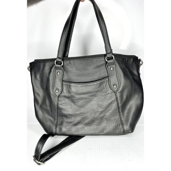 Giani Bernini Black Leather Hand Bag Pebbled Leather Good Used Condition - Picture 6 of 8